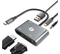 Adaptateur Usb C Vers Hdmi Vag,5-En-1 Adaptateur 4K Hdmi Vga,Adaptateur Multiport Avec Pd 100W,1080P Vga,Port Usb 3.0,Otg,Compatible Avec Macbook Air,Ipad Pro,Dell Xps