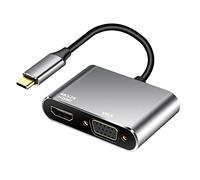Adaptateur USB C Vers HDMI VGA, 4K HDMI/1080P VGA USB-C 2 en 1 Hub Thunderbolt 3 Convertisseur pour MacBook/Pro/Air, Chromebook Pixel, Dell XPS 13/15, Samsung Galaxy S22/S21/S20, Plus