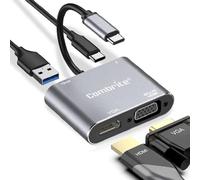 Adaptateur USB C vers HDMI VGA USB 3.0 USB 3.1 type C vers HDMI 4K, VGA, port USB 3.0, audio 3,5 mm, port USB C pour MacBook, Chromebook, Nintendo Switch, Samsung Galaxy S8/S9 Plus, Adaptateurs