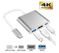 Adaptateur USB-C vers HDMI - ZISONIX - 4K - 3 en 1 - USB 3.0 - Blanc