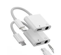 Adaptateur USB-C vers Jack 3,5 mm(Lot de 2)- Dongle Audio DAC 2 en 1 - Splitter AUX Type C avec Câble de Charge - Compatible avec Samsung Galaxy S22/S21/S20 FE Ultra - CD-AU