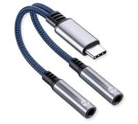 Adaptateur USB C vers Jack 3,5 mm, Splitter Type C vers Double Jack Écouteur pour Microphone et Audio, Câble Prise Casque Audio Répartiteur pour iPhone 16/15 Pro Max iPad Samsung Galaxy S22 S23 S24