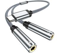 Adaptateur USB C vers Jack 3,5 mm, Splitter USB C vers Double Jack Écouteur Câble Compatible avec iPhone 16/15 Pro Max Plus, pour Galaxy S24 S23 S22 S21, Pixel 7/6 Pro/5, Huawei P40/P30, tablettes