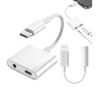 Adaptateur USB C vers Jack 3.5mm avec Charge Rapide 60W pour iPhone 17/16 Pro/Max, Connecteur Chargeur Casque 2 en 1, Lightning vers Prise Casque 3.5 mm, Aux Audio Converter Adaptateur Dongle(2 Pack）