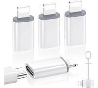 Adaptateur Usb C Vers Lightning 4pcs,Pas Pour Audio/Otg,Adaptateur Lightning Mâle Vers Usb C Femelle Pour Iphone 14/13/12/11/X Avec Charge Et Synchronisation Des Données,Boucle Anti-Perte,Blanc