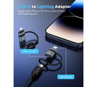 Adaptateur Usb C Vers Lightning Avec Charge Rapide 36W Pd, Adaptateur Usb-C Femelle Vers Lightning Mâle Pour Iphone 14/13/12/11/Ipad/Ipod/Airpods, Pas Pour Audio/Otg, Gris, 4Pièces[Z3233]