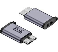 Adaptateur USB C vers Micro USB, 2 pièces USB Type C femelle vers Micro B 10 Gbps USB 3.0 Micro B Adaptateur mâle convertisseur pour transfert de données avec disque dur, SSD, lecteur, compatible avec
