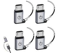 Adaptateur USB C vers micro USB, adaptateur micro USB mâle vers USB C femelle prend en charge la charge rapide de 18 W pour la charge rapide du téléphone mobile et le transfert de données (4 pièces