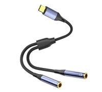 Adaptateur USB C vers Prise Casque 3,5 mm, USB C vers Deux adaptateurs Audio Femelles 3,5 mm, Compatible avec i-Phone 15 Plus / 15 Pro Max, Sam-Song GA Lazy S23 S21 S20 Ultra Pixel、i-Pad Pro、Mac Book