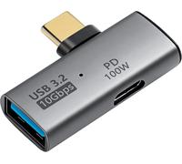 Adaptateur USB C vers USB 3.2 10 Gbit/s Type-C vers USB A Femelle OTG et Adaptateur d'alimentation PD 100 W pour Ordinateur Portable, Tablette, téléphone Gris