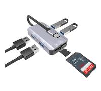 Adaptateur USB C vers USB 3.2 Gen1 6 en 1 Hub3.0 SD Micro SD Card Adapter pour iPad Mini/MacBook Air/Google Pixel PC & Cellphone Converter