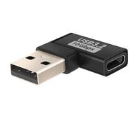 Adaptateur USB-C vers USB-A Mâle Coudé à Droite Charge et Transfert 10Gbps Noir