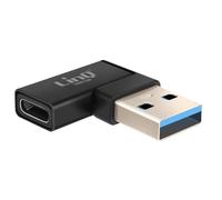 Adaptateur USB-C vers USB-A Mâle Coudé à Gauche Charge et Transfert 10Gbps LinQ Noir