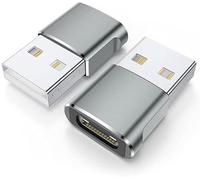 Adaptateur USB C vers USB avec alliage d'aluminium Type-c femelle vers USB 3.1 adaptateur convertisseur mâle compatible avec les chargeurs de banques d'alimentation pour ordinateurs portables argent