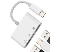 Adaptateur USB C vers USB Cable OTG pour IPhone 16 15 Pro pour IPad Charge Stick Caméra Clé USB Double Connecteur Compatible avec Samsung Galaxy S24 Type-c Male Tablette Jack Splitter Câble