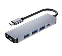 Adaptateur USB C vers USB HDMI - Convertisseur multi-ports USB C vers USB A femelle - 10 G - HDMI 4K - USB 3.0 Type-C - Câble adaptateur multiport pour ordinateur portable vers moniteur et Thunderbolt