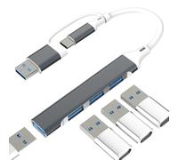 Adaptateur USB C vers USB Hub Prise PC Macbook Port pour iPhone 17 16 15 Pro Max Cable Multi Double Multiprise Portable 3.0 Accessoires Multiple Thunderbolt Ordinateur Embout Type C Câble Répartiteur