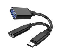 Adaptateur USB C vers USB OTG et câble de Charge, répartiteur USB-C 2 en 1 avec Charge PD 10 W OTG et Port USB A Femelle Compatible avec Samsung S21/S20 LG G8, Pixel4 XL, Google TV (Black)