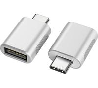 Adaptateur USB C vers USB (Paquet de 2), Adaptateur USB-C vers USB 3.0,Adaptateur USB Type-C vers USB,Adaptateur Thunderbolt 3 vers USB Femelle OTG pour MacBook Pro, Air, iPad Pro 2020 (Argent)