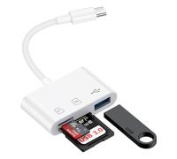 Adaptateur USB C vers USB pour Appareil Photo, Lecteur de Carte SD pour iPhone 17 Pro Max Air 16e 16 15,3 en 1 avec Deux emplacements pour Cartes et Port USB pour Samsung Galaxy S25, Pixel9 Android