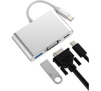 Adaptateur Usb C Vers Vga 3 En 1 Usb 3.0 Otg Macbook Pour Ipad Pour Apple Iphone 16 15 Pro Max Type C Chargeur Câble Adapters Displayport Tv Thunderbolt Convertisseur Compatible Avec Samsung[Z882]
