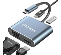 Adaptateur USB C vers VGA, 4 en 1 Hub De Type C vers VGA HDMI 4K @ 30 Hz HDMI/VGA/USB 3.0/PD100w Adaptateur de hub multiport de Charge, pour MacBook/MacBook Pro/Air, Chromebook, Dell XPS15, Galaxy