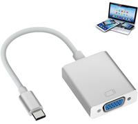 Adaptateur Usb C Vers Vga, Compatible Thunderbolt 3/4, Convertisseur Mâle Vers Femelle, Résolution 1920X1200 Pour Macbook Pro/Air, Iphone 15 Plus Pro Max, Boîtier En Aluminium, Accessoires M[Z2636]