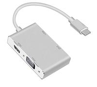 Adaptateur USB C vers VGA HDMI DVI USB3.0, 4 en 1 USB 3.1 Type-C Hub mâle vers femelle MultiDisplay Convertisseur vidéo pour Mac Pro, MacBook Air, iPad Pro, XPS, etc.