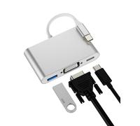 Adaptateur USB C vers VGA USB OTG 3.0 pour Apple Type C - Répartiteur de Charge pour iPad Thunderbolt Connecteur MacBook DisplayPort Projecteur Écran pour iPhone 16 15 Pro Max Compatible avec