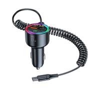 Adaptateur USB de charge de téléphone de voiture 77 W Super rapide Affichage LED Moniteur Câble rétractable Compatible Bluetooth 5.4 pour voiture USB Musique Moniteur de charge de voiture