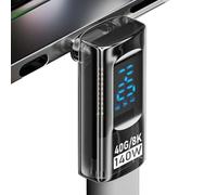 Adaptateur USB de Type C, adaptateurs de Type C mâle Femelle de 140 W - Testeur de Compteur d'alimentation 40 Gbit/s, Adaptateur USB C à Angle Droit, Adaptateur d'extension pour appareils de Type