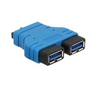 Adaptateur USB - DeLOCK - USB3.0-2XUSB3.0 - Noir, Bleu - Pour Ordinateurs et tablettes