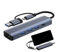Adaptateur USB Ethernet - Adaptateur de câble Ethernet à plusieurs ports pour ordinateur portable - Hub USB polyvalent avec adaptateur Internet Ethernet RJ45 pour voyage d'entreprise, voyages