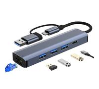 Adaptateur USB Ethernet - Adaptateur Ethernet multifonctionnel pour ordinateur portable Carte réseau Gigabit 5 en 2 | Adaptateur USB Gigabit Ethernet pratique Adaptateur Internet Rj45 pour