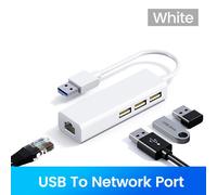 Adaptateur USB Ethernet USB 2.0.1C/MA 3USB 2.0 + RJ45 Hub pour MacBook Xiaomi Samsung Windows Huawei PC Ordinateur Adaptateur - Type White #A
