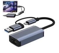 Adaptateur USB Ethernet | USB3.0 Type C RJ45 Adaptateur LAN réseau, Adaptateur Ethernet pour câble réseau double tête pour ordinateur portable, PC, lecteur flash, disque dur, disque dur