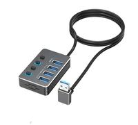 Adaptateur USB haute vitesse : 4 ports, indicateurs LED, répartiteur USB de type C