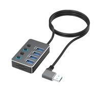 Adaptateur USB haute vitesse : 4 ports, indicateurs LED, répartiteur USB de type C