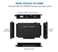 Adaptateur Usb Ide Ou Sata, Adaptateur De Disque Dur Usb 3.0 Universel Pour Disque Dur Sata 2,5/3,5"" Et Disque Dur Ide, Adaptateur D'Alimentation 12 V 2 A Et Câble Usb 3.0 Inclus[Z1868]