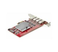 StarTech Carte PCIe 3.0 x4 – USB‑A 4 ports 10 Gbps – 4 contrôleurs USB 3.2 – TAA, profil bas rouge