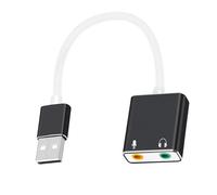 Adaptateur USB pour carte son externe - Convertisseur de carte son stéréo - 3,5 mm - Microphone auxiliaire - Pour bureau