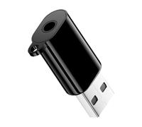Adaptateur USB pour ordinateur portable 3,5 mm Noir | Port USB-a avec boîtier ABS compact pour écouter de la musique quotidienne sur le bureau