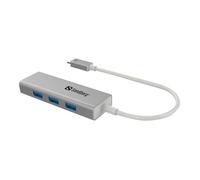Adaptateur USB - SANDBERG - USB-C vers 3 x USB 3.0 - Couleur Gris - Branchement multiple - Compatible ordinateur