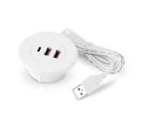 Adaptateur USB, Trou d ' œillet de de Bureau, séparateur USB pour Bureaux, Rond intégré avec Deux connecteurs Femelles pour Bureaux à Domicile