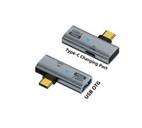 Adaptateur USB type-c OTG 2 en 1 avec chargement PD 100W, Compatible avec Steam Deck Switch Chromecast Google TV Macbook PC Mobile OTG avec 100W Gris