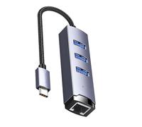 Adaptateur USB/type C vers Ethernet Gigabit RJ45 Hub USB 3.0 répartiteur multiports pour transfert de données haute vitesse 5 Gbit/s