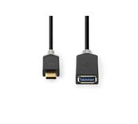- Adaptateur USB - USB type A (F) pour 24 pin USB-C (M) - USB 3.0 - 15 cm - rond - anthracite