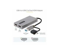 StarTech.com Adaptateur USB vers Double HDMI - USB A/C vers 2 Écrans HDMI (1x 4K30Hz, 1x 1080p) - Dongle Intégré USB-A vers C, Câble de 11cm - Adaptateur USB 3.0 vers HDMI - Convertisseur USB HDMI, Windows/MacOS