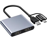 Adaptateur Usb Vers Double Hdmi,Usb C Vers 2 Hdmi Multiports Prend En Charge 1080P Pour Windows,M1/M2 Mac Os ¿ Interface Bios Non Pr En Charge,Uniquement Compatible Avec Les Processeurs