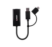 Adaptateur USB vers Ethernet - LINDY - 43412 - USB 3.2 Gen 1 - Gigabit Ethernet (RJ-45) - Noir